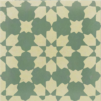Mosaic House Moroccan tile Fassia C35-13 Mint, green Evergreen  cement, encaustic, field, pattern classic stars 